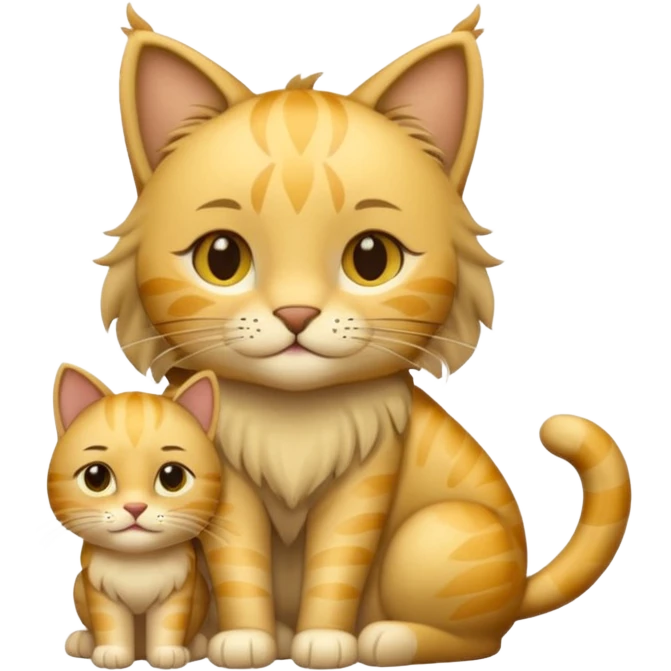 Gata masajeando el pelo de un león emoji