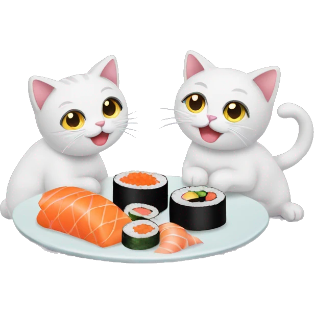two cats eating sushi emoji