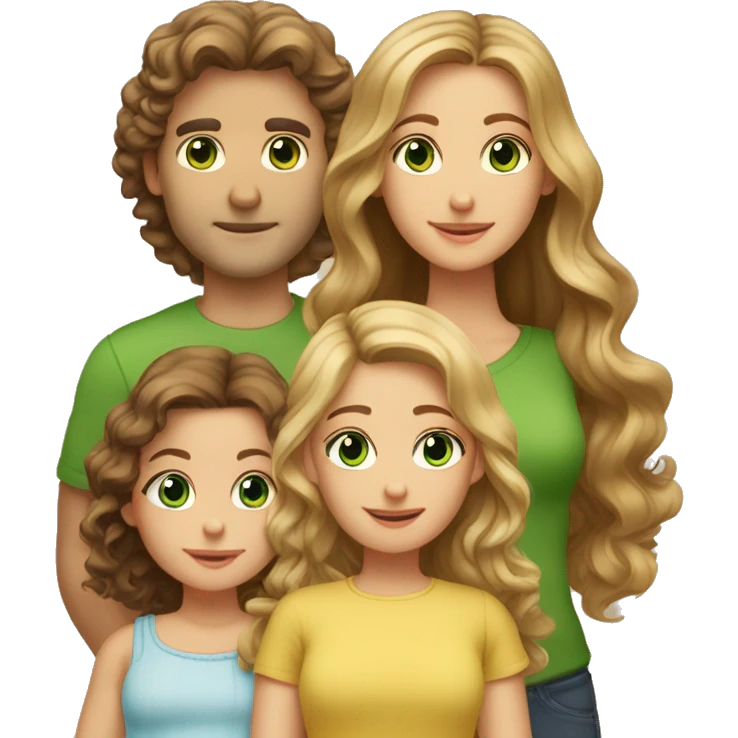 Family of 5:  Dad: Tall, brown hair/eyes, fair. Mom: Medium, blonde, green eyes, fair. Daughter 1: 3, long brown hair, brown eyes. Daughter 2: 2, curly blonde, blue eyes. Baby: 5 months, brown hair/eyes. emoji