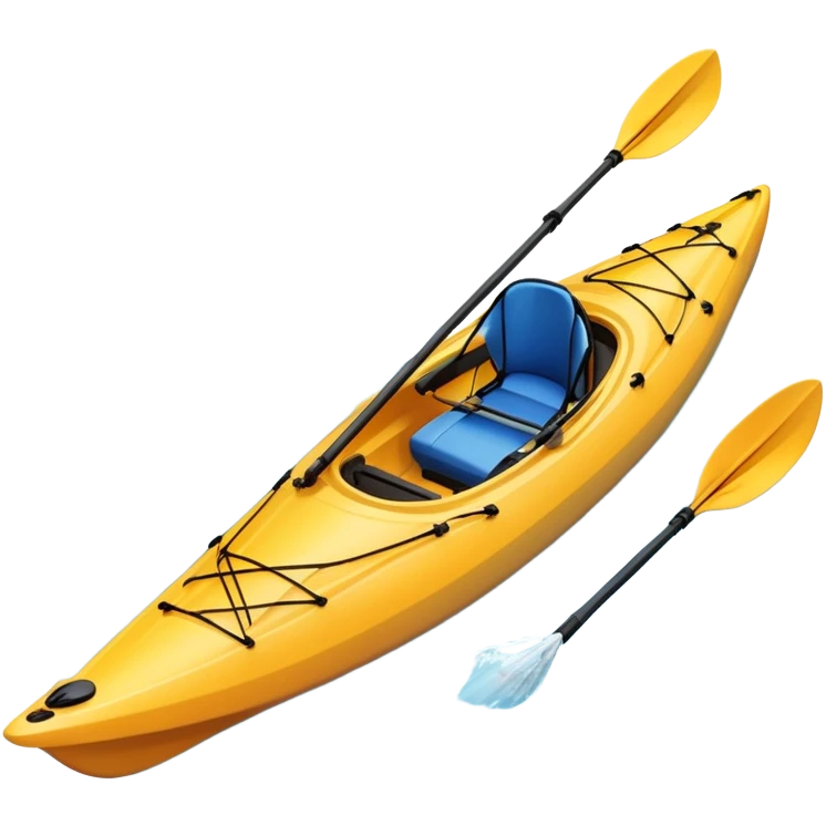 An icon showing a close-up of a sleek kayak with double-bladed paddles gliding through water. Splashes surround the boat as it cuts across a calm surface, symbolizing speed and focus. Transparent background emphasizes the dynamic and personal nature of kayak paddling. emoji