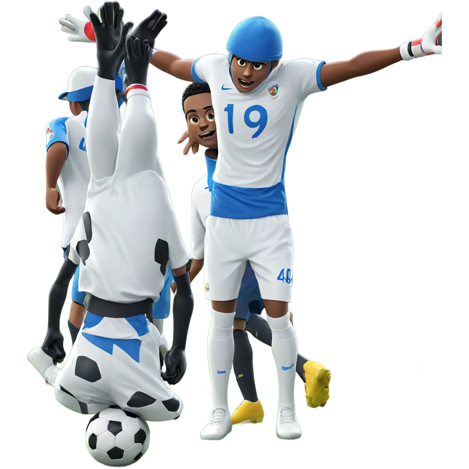 boys playing soccer with gloves emoji