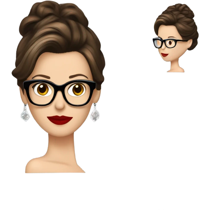 Kate Beckinsale red dress, glasses, updo emoji