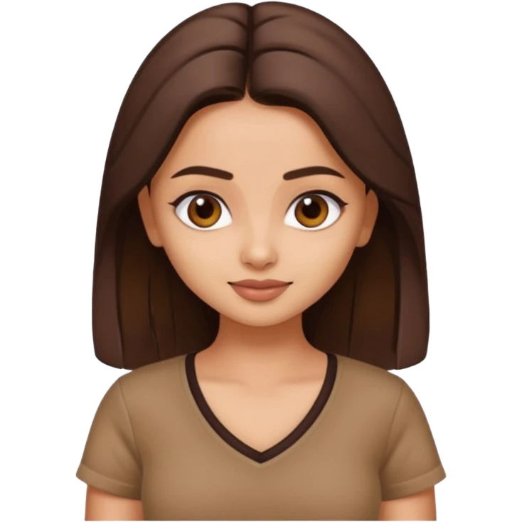 ipretty bratz emoji of alia bhatt wearing a V neck brown tshirt. She should look like Alia Bhatt emoji