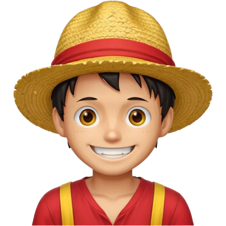 Luffy with a big smile and red shirt with yellow and red straw hat emoji