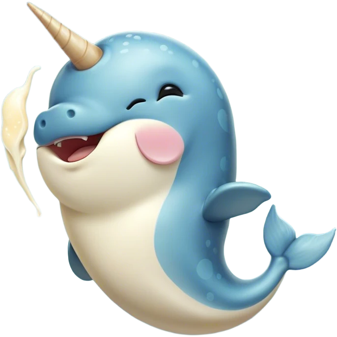 Cinematic Cute Yawning Narwhal Portrait Emoji, Head tilted slightly with a dramatic, wide-open yawn, showcasing a streamlined, mottled body with a gracefully curled ivory tusk and sleepy, half-closed eyes, Simplified yet irresistibly adorable features, highly detailed, glowing with a soft, cozy arctic glow, high shine, relaxed yet expressive, stylized with a hint of whimsical marine ease, soft glowing outline, capturing the essence of a drowsy yet affectionate narwhal that appears ready to stretch out for a nap! emoji