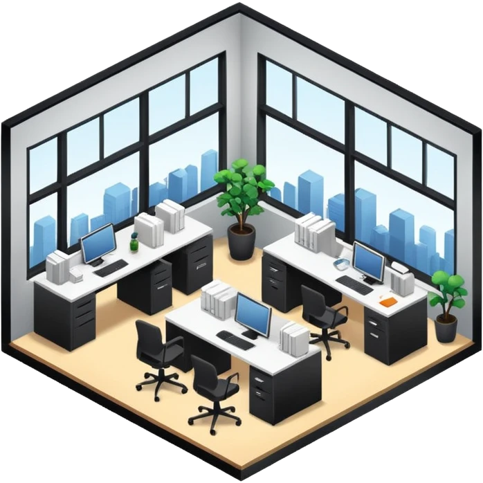 office room of designers isometric emoji