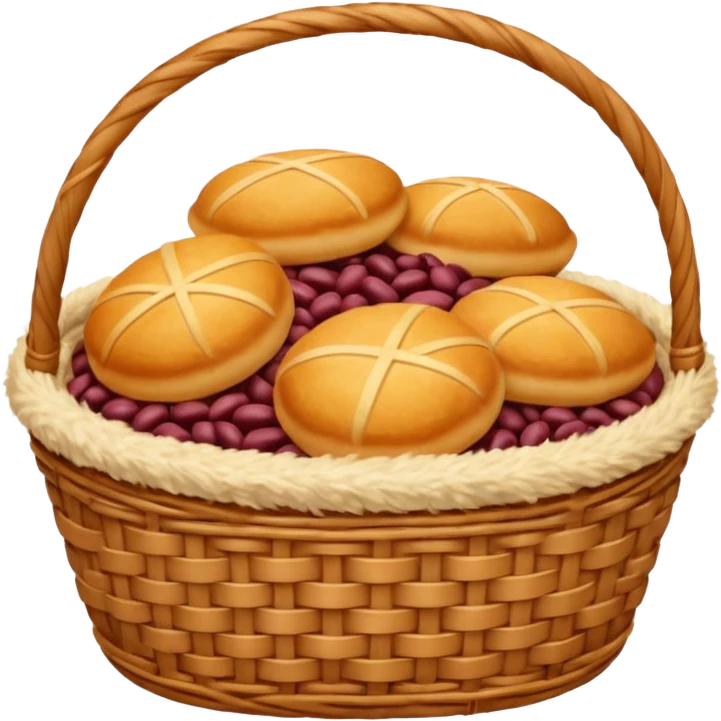 Anpan with red bean paste in a basket emoji