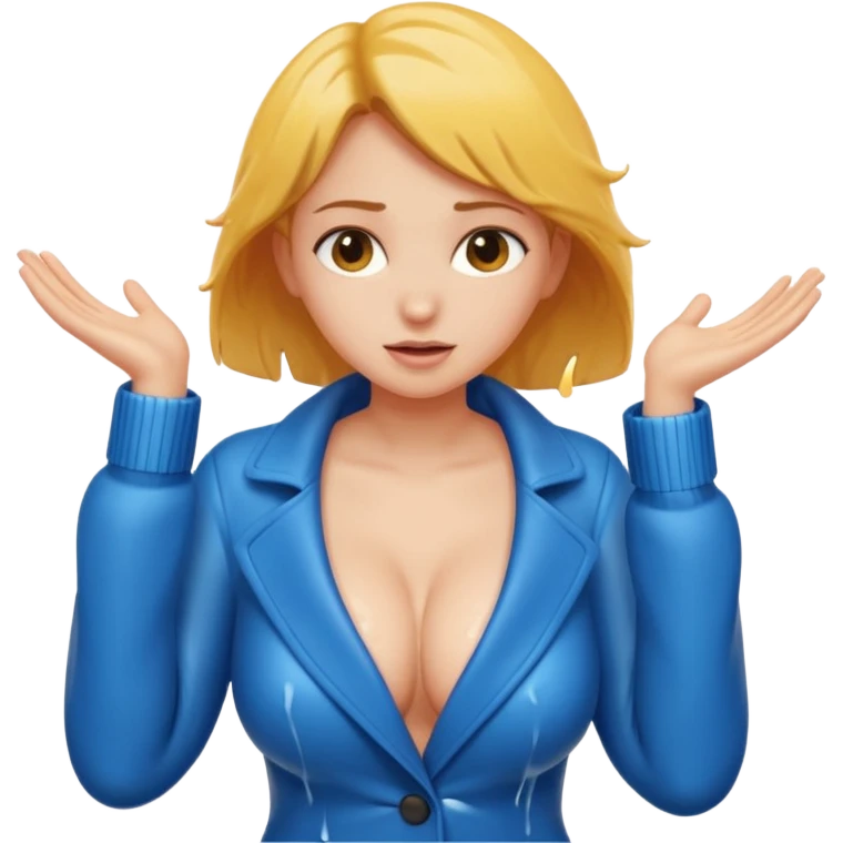 A girl taking off her coat showing big wet breasts emoji