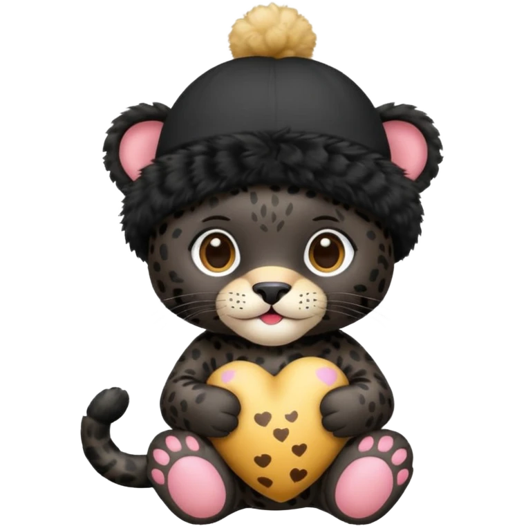 A black jaguar wearing a baby hat emoji