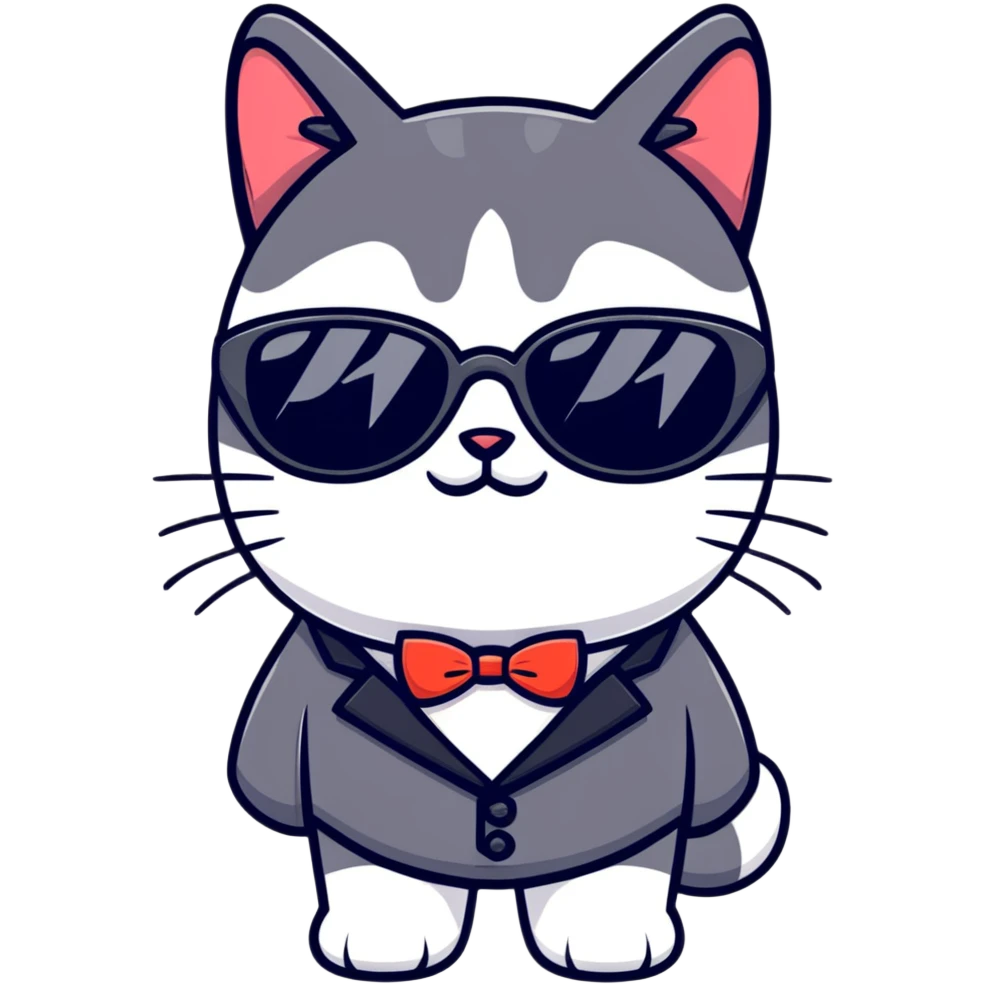 Tuxedo Cat with sunglasses emoji