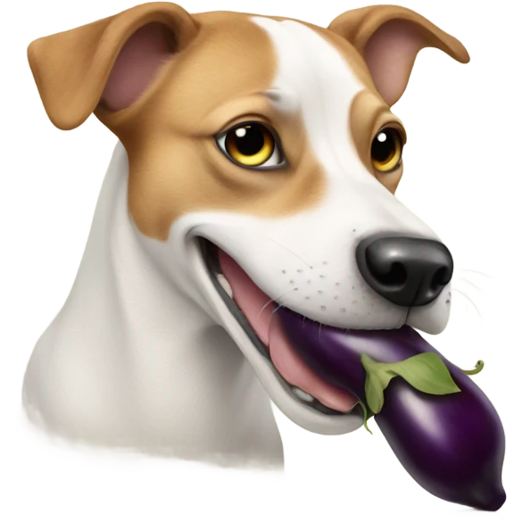 dog eats eggplant emoji
