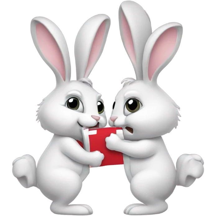 Two bunnies solving crossword puzzle  emoji