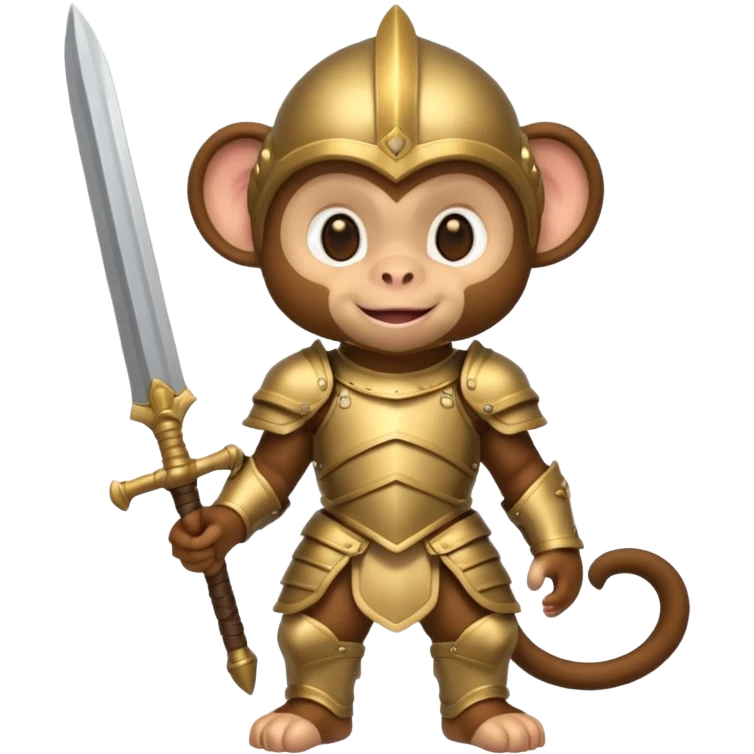 baby monkey in armor, full body, smile emoji