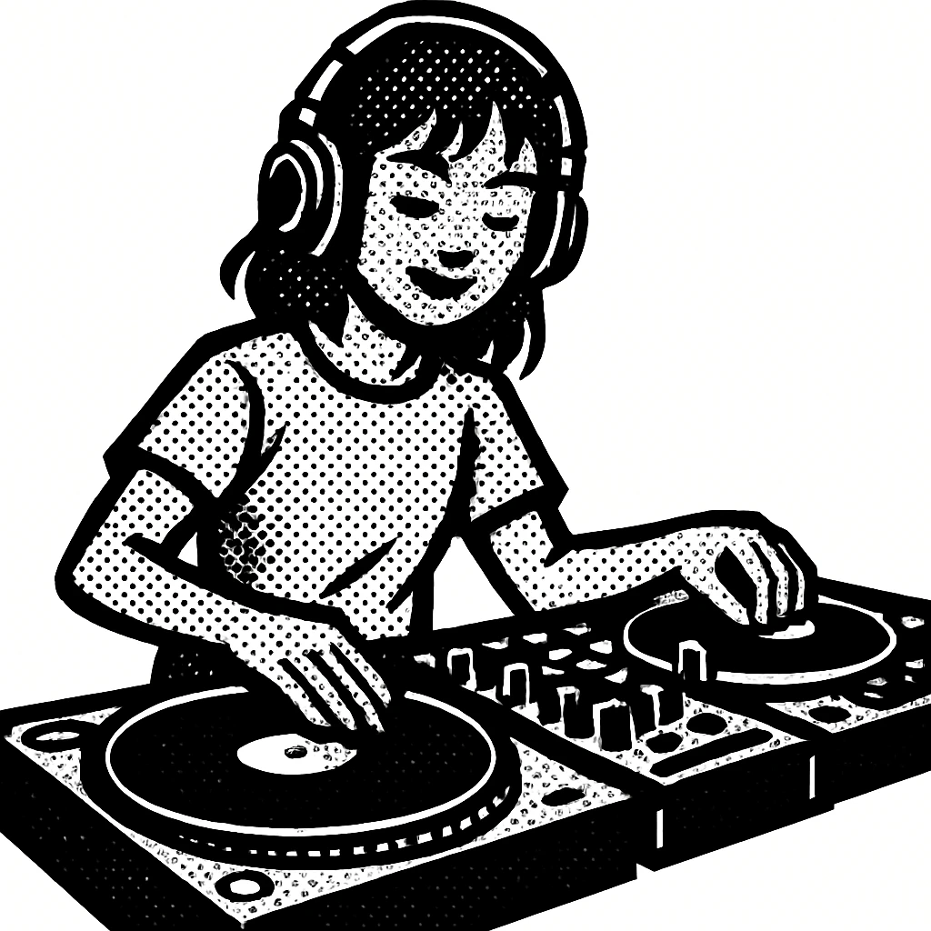 girl playing DJ set emoji
