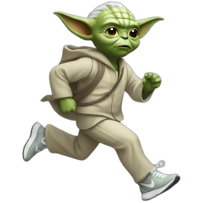 yoda running with nike shoes emoji