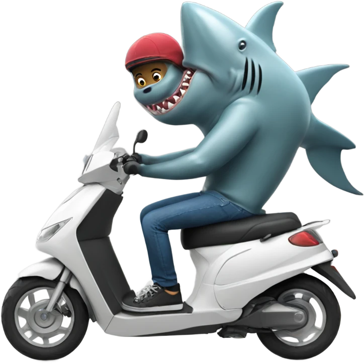 Shark riding scooter over a person emoji
