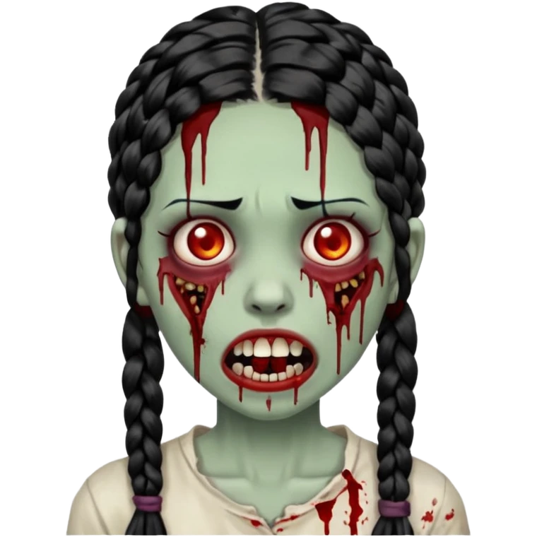 make a zombie with a ruined mouth girl with black braids emoji