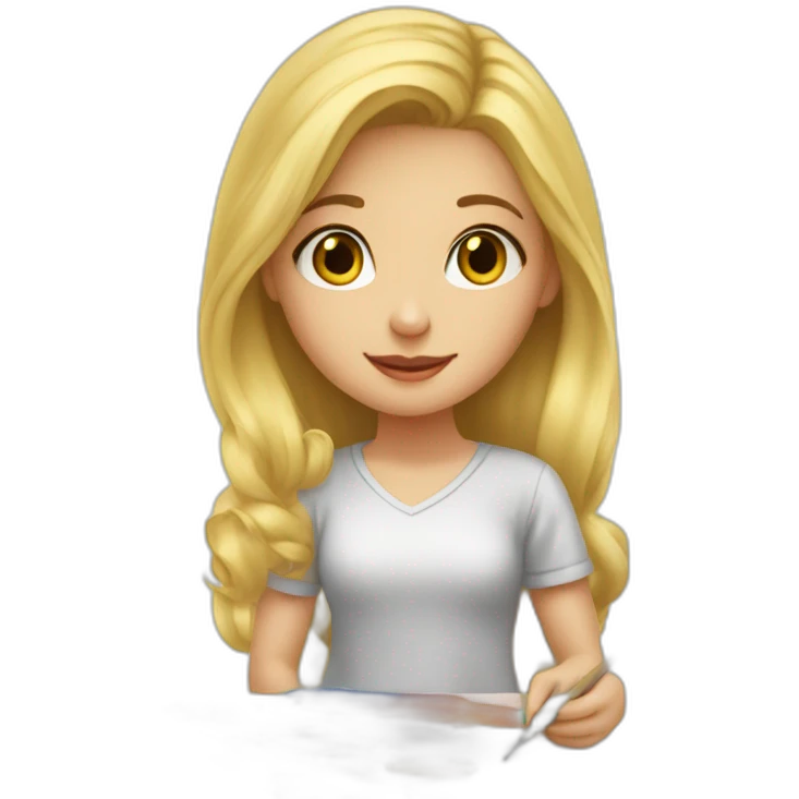 blonde girl painting in front of drawing board emoji