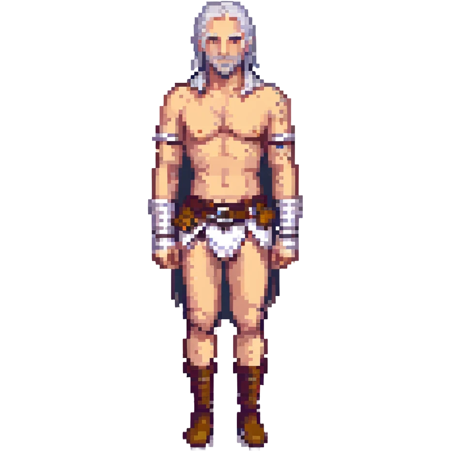 Geralt of Rivia in a striptease outfit, vibrant colors emoji