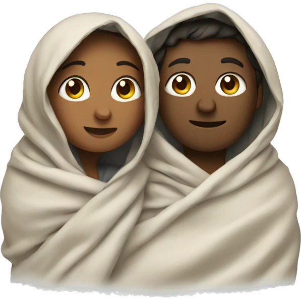 Couple wrapped in blanket together emoji