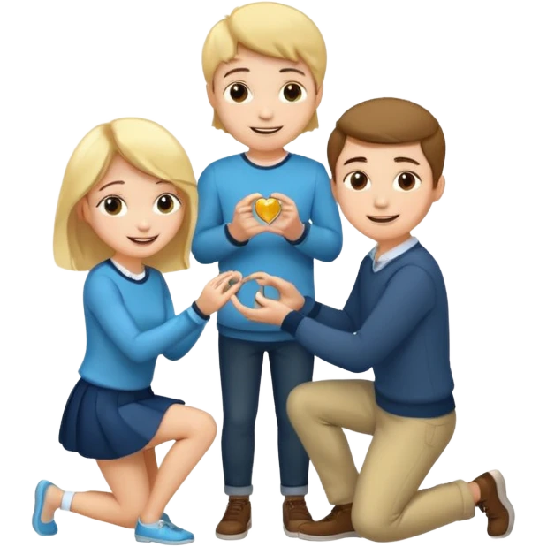 🧎‍♂️‍➡️💍💃 a boy parposing a girl and the boy on his knee and give him ring girl stand after him and shing emoji
