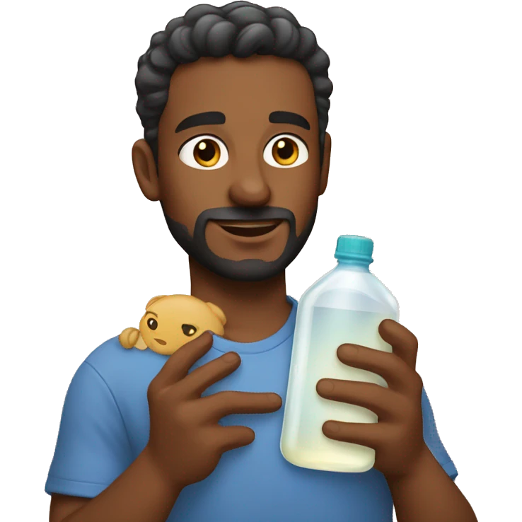 a man holding baby oil emoji