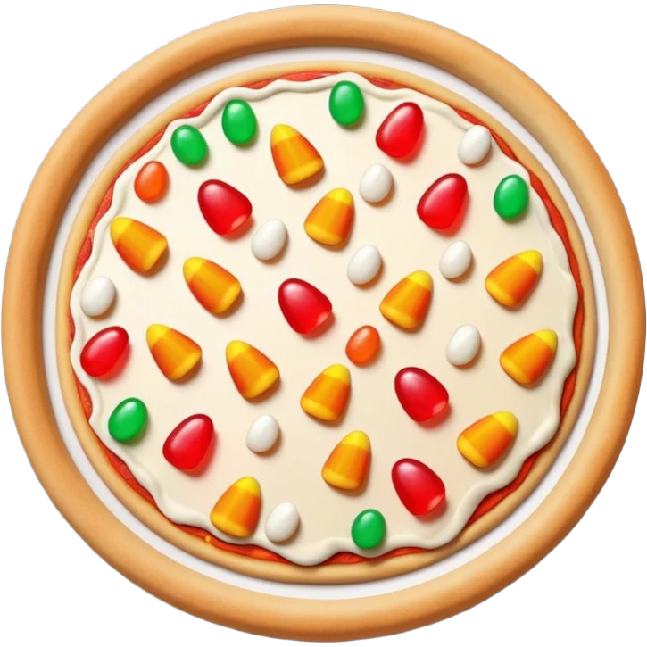 whole pizza with candy corn and jelly beans as toppings emoji