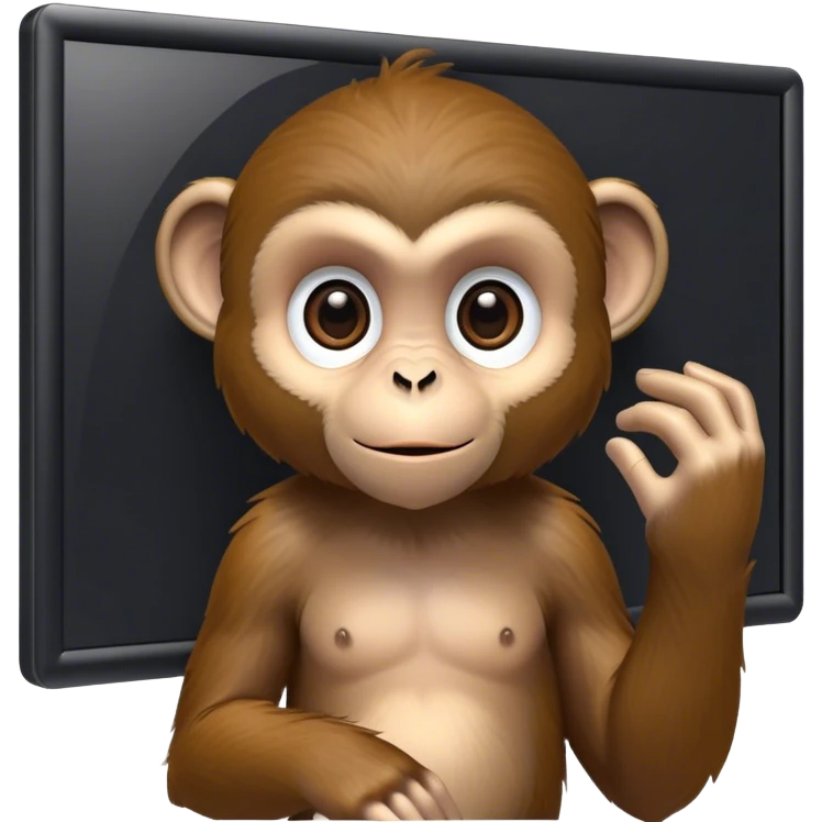 Monkey interacting with big surveillance screen emoji