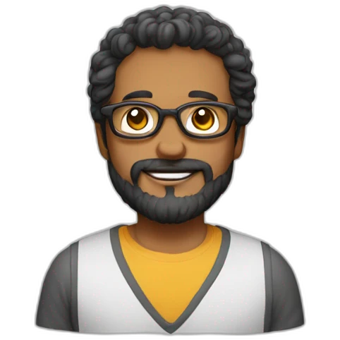 Homem, careca, forte, barba e óculos  emoji