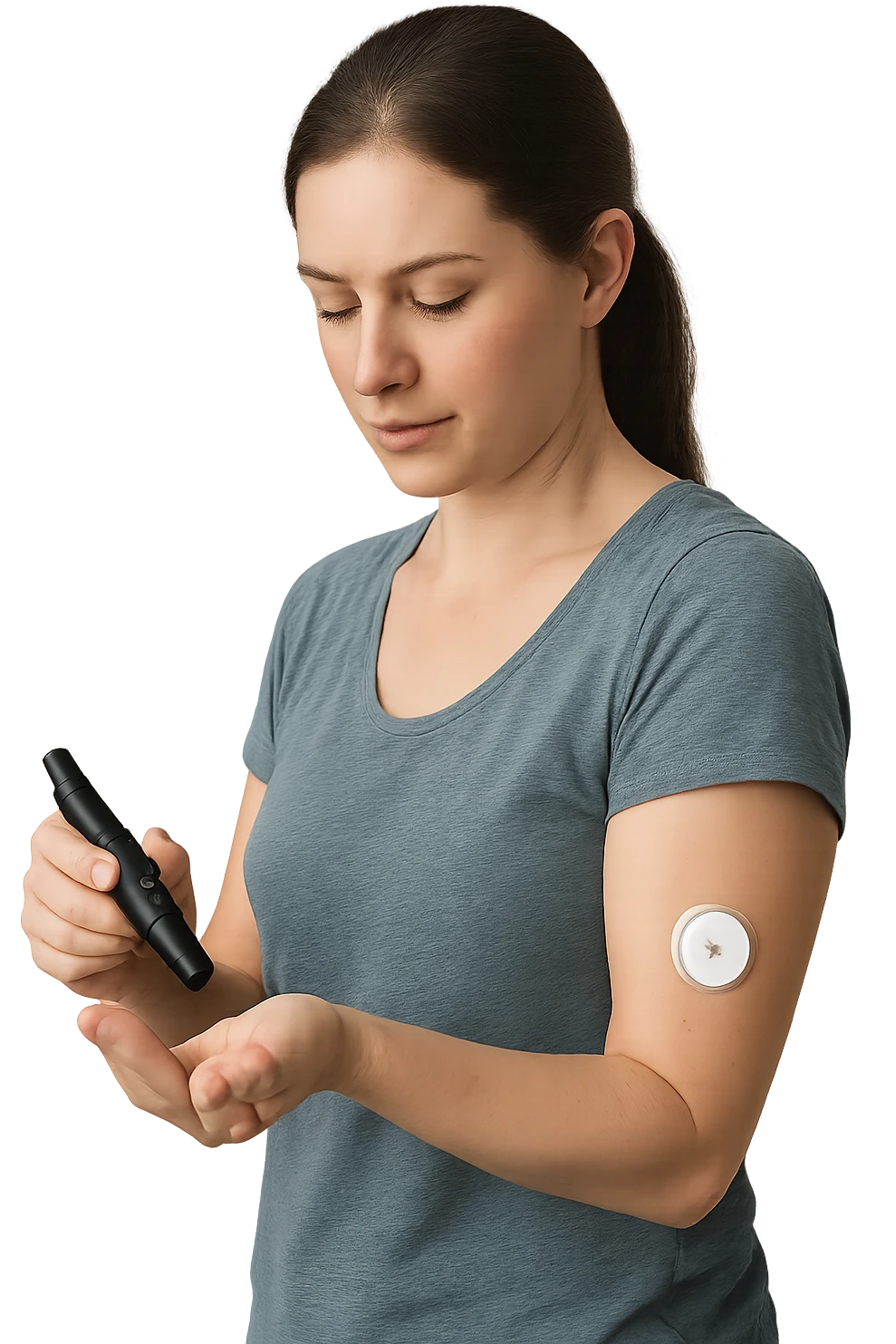 Donna che controlla la sua insulina immagine reale emoji