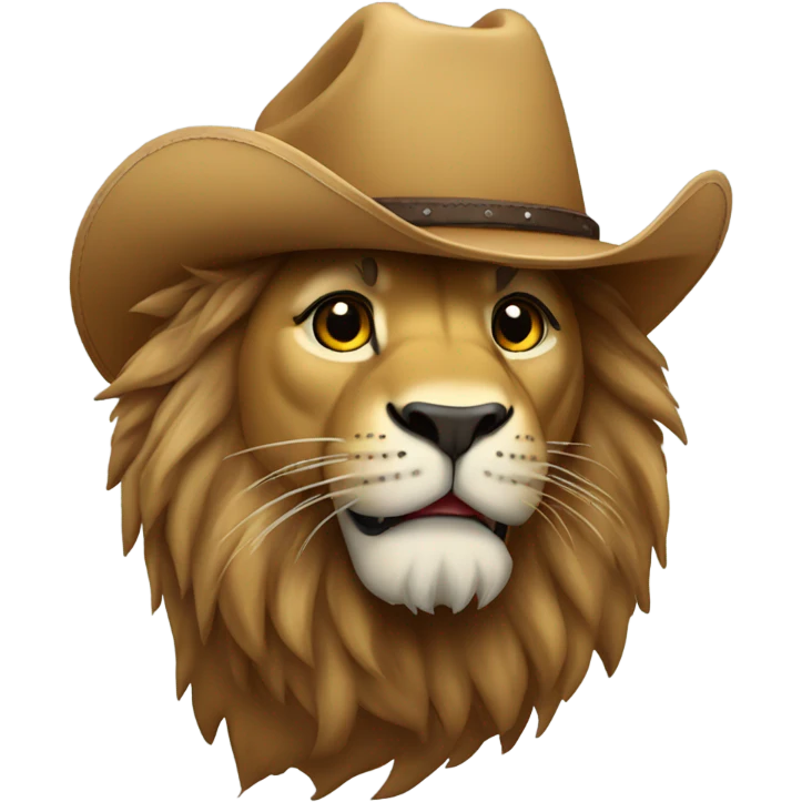 Lion wearing cowboy hat holding football emoji