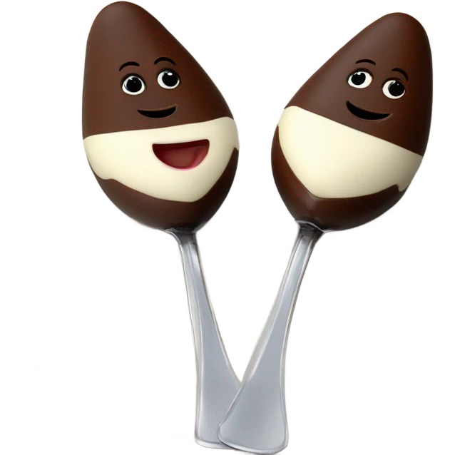 1 Chocolate quenelle and 1 vanilla quenelle on a fine dining glass plate emoji