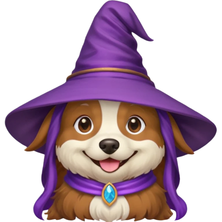 dog wear purple wicth hat emoji