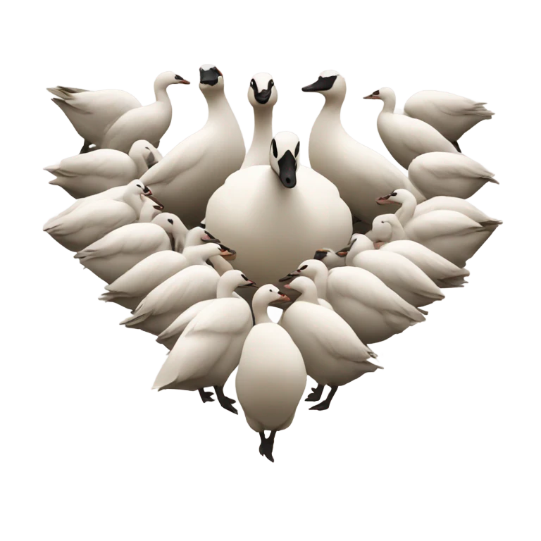 geese making a heart emoji