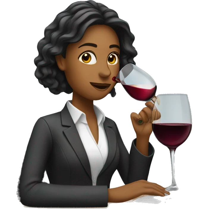 business woman drinking wine while using a laptop emoji