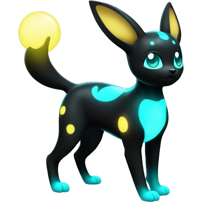  Shiny Umbreon with glowing cyan markings full body emoji