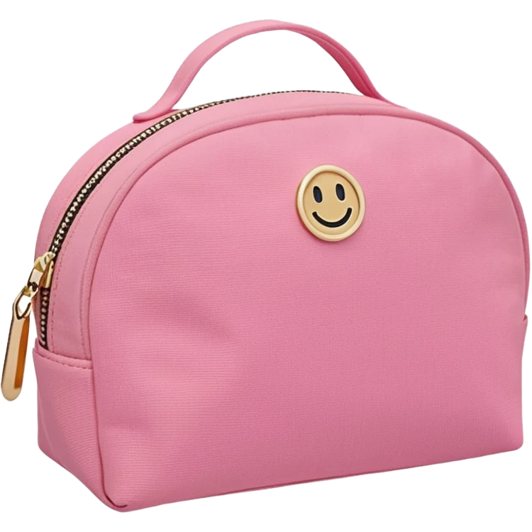 stoney clover lane makeup bag with no patches on it and no handle and no quilting and a circle zipper puller emoji