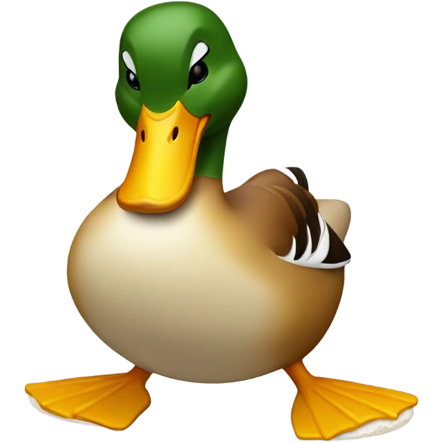 Duck eating bread slice emoji