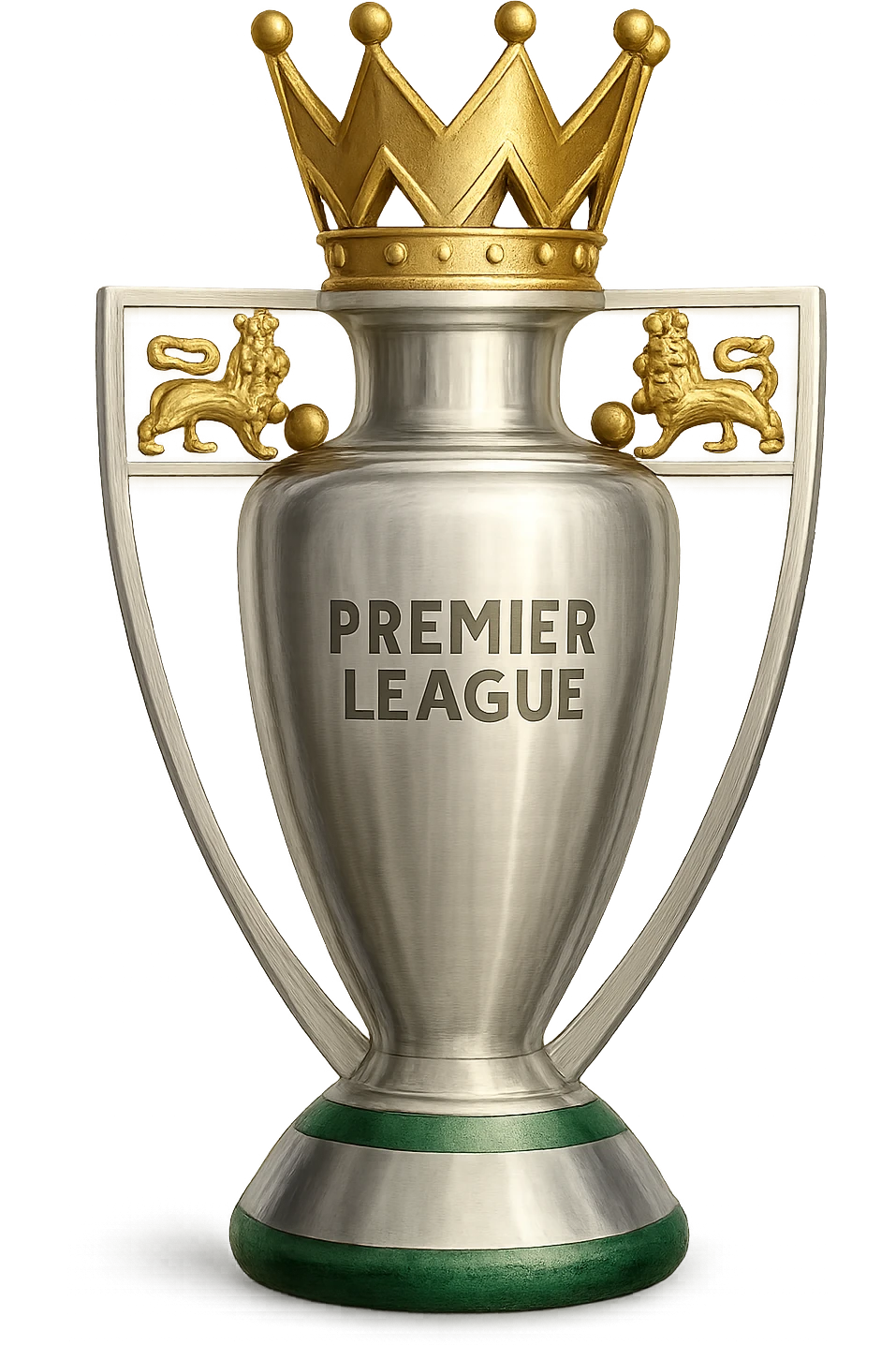 Фотореалистичный и изометричный кубок Premier League, объемный чуть слегка рисованный стиль, прозрачный фон emoji
