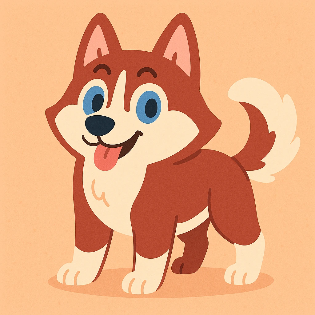 reddish brown siberian husky with blue eyes emoji