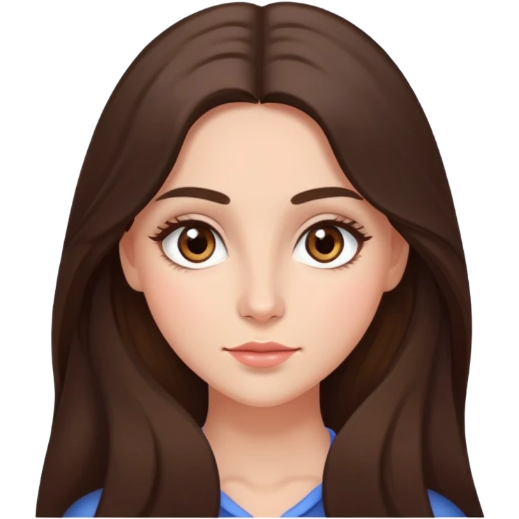 Prettyish, brunette with brown almond shaped eyes and long hair with rosy cheeks emoji