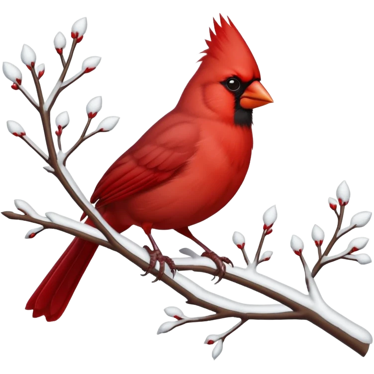 cardinal on snowy branch emoji