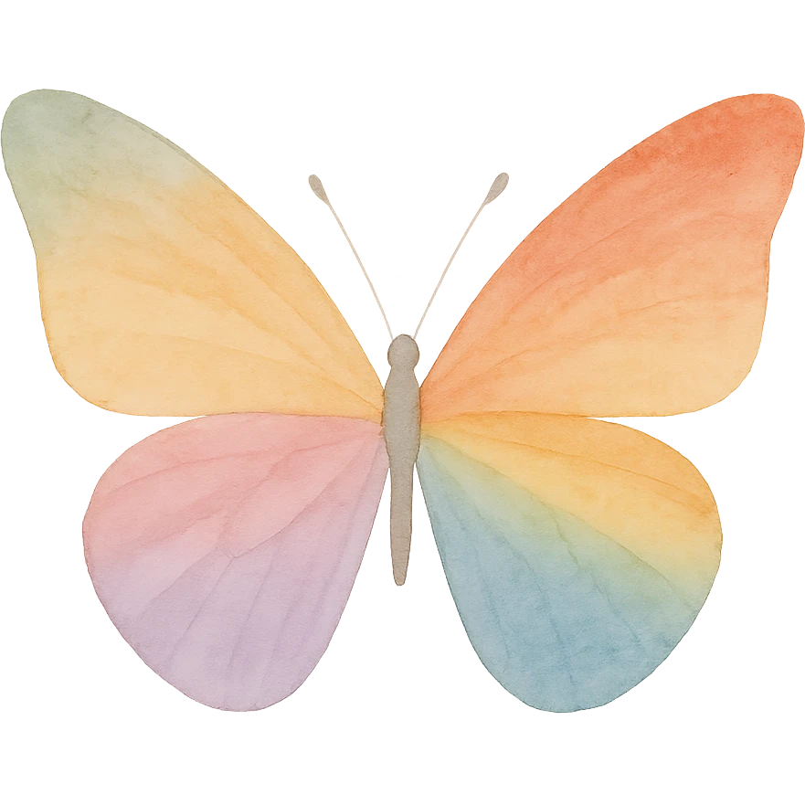 a butterfly in watercolor style, soft edges, rainbow pride colors, artistic look emoji