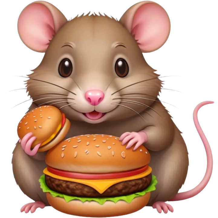 Rat eating a burger emoji