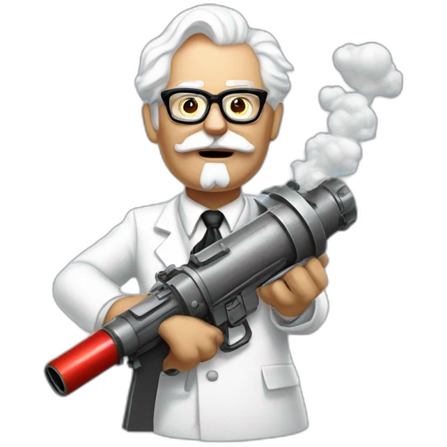 Colonel Sanders using a fried minigun emoji