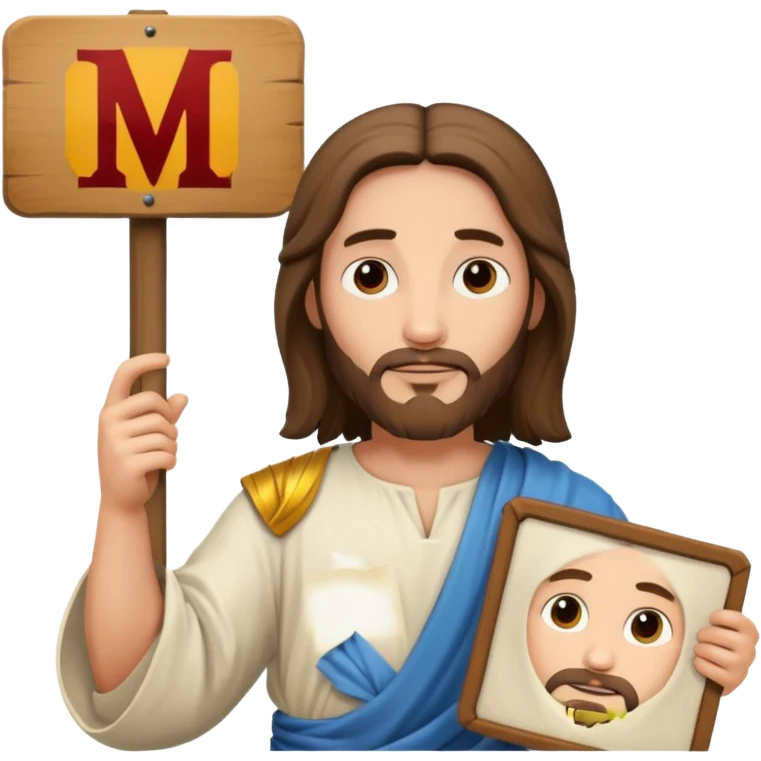 Jésus avec une pancarte dans ses mains dans ses mains emoji