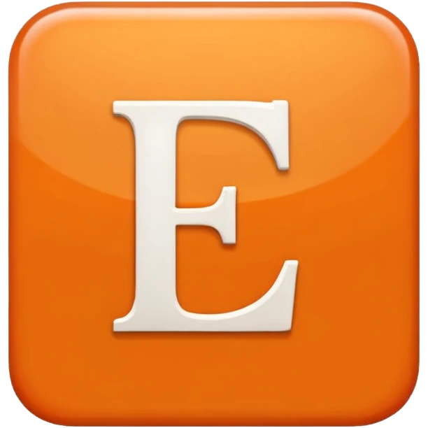 make me an emoji of a orange square with a white E in the center large E must have times new roman font emoji