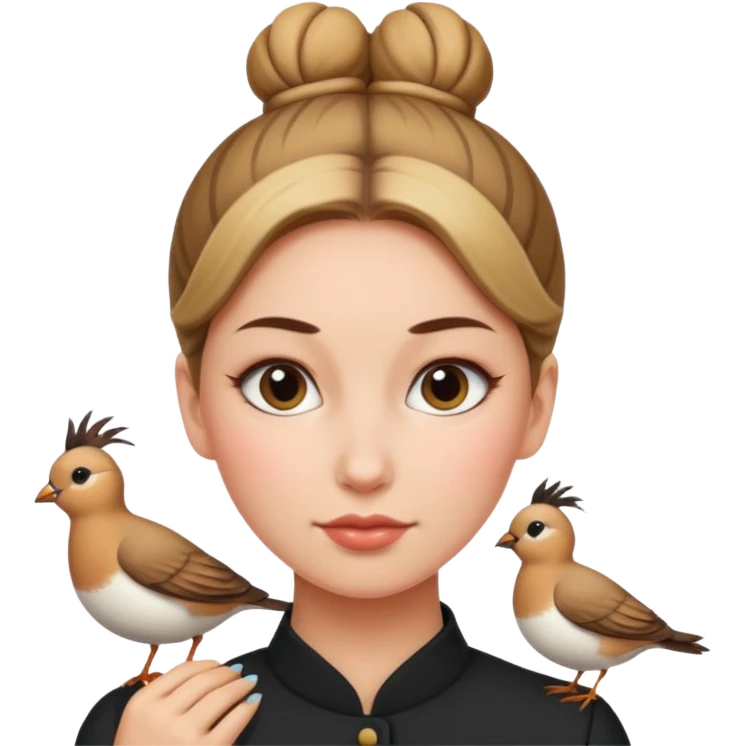 Woman shorting bird with a bun emoji