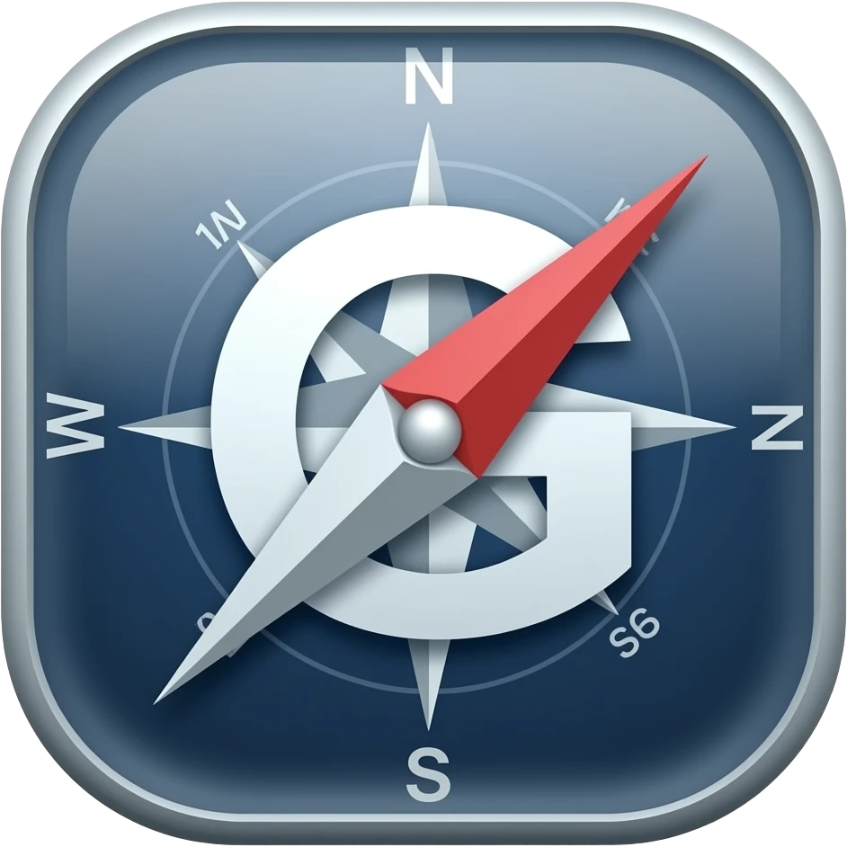 A simple square compass with a g emoji