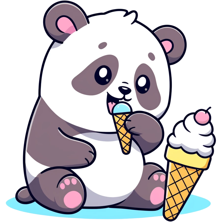 Panda eating ice cream emoji